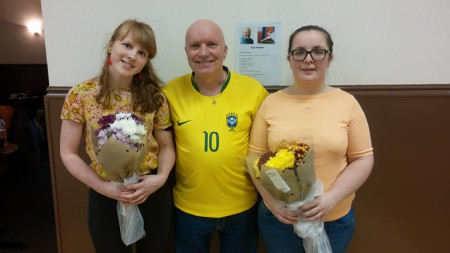 Wolves legend Keith Holden with Roy's daughters in 2020